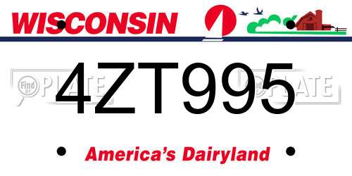 4ZT995 Wisconsin License Plate