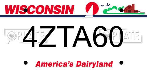 4ZTA60 Wisconsin License Plate