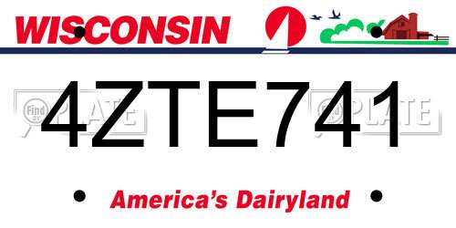 4ZTE741 Wisconsin License Plate