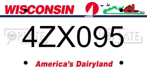 4ZX095 Wisconsin License Plate