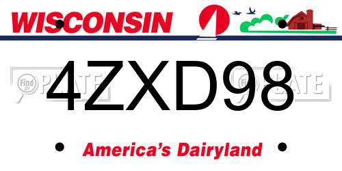 4ZXD98 Wisconsin License Plate