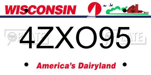 4ZXO95 Wisconsin License Plate