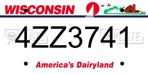 4ZZ3741 Wisconsin License Plate