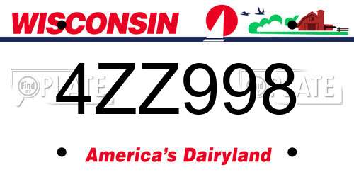 4ZZ998 Wisconsin License Plate