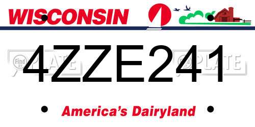 4ZZE241 Wisconsin License Plate