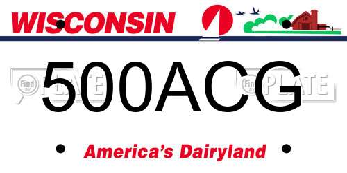 500ACG Wisconsin License Plate