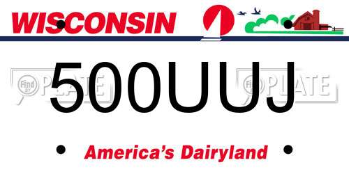 500UUJ Wisconsin License Plate