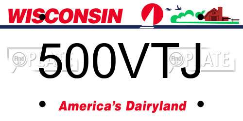 500VTJ Wisconsin License Plate