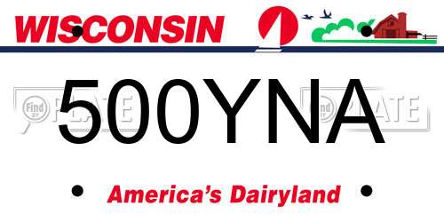 500YNA Wisconsin License Plate