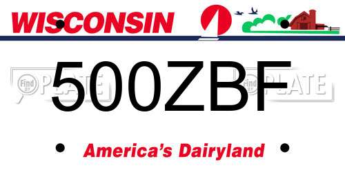 500ZBF Wisconsin License Plate