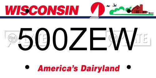 500ZEW Wisconsin License Plate