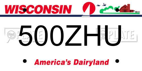 500ZHU Wisconsin License Plate