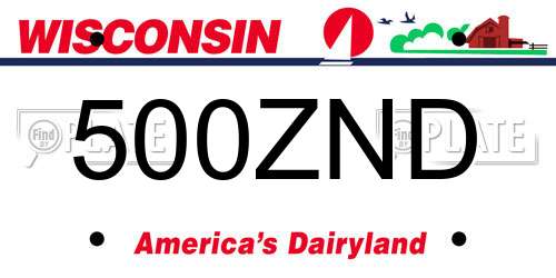 500ZND Wisconsin License Plate