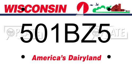 501BZ5 Wisconsin License Plate