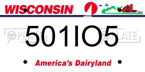 501IO5 Wisconsin License Plate