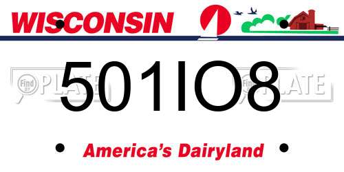 501IO8 Wisconsin License Plate