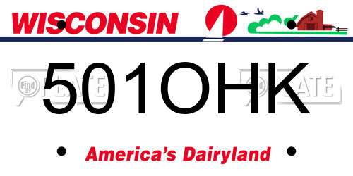501OHK Wisconsin License Plate