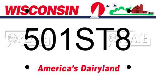 501ST8 Wisconsin License Plate