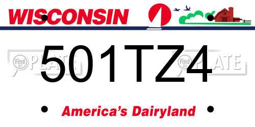 501TZ4 Wisconsin License Plate