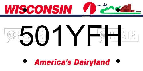 501YFH Wisconsin License Plate
