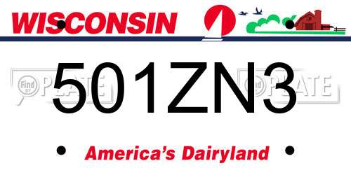 501ZN3 Wisconsin License Plate