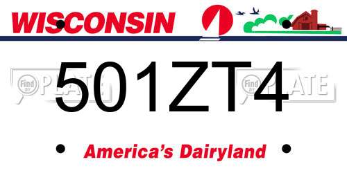 501ZT4 Wisconsin License Plate