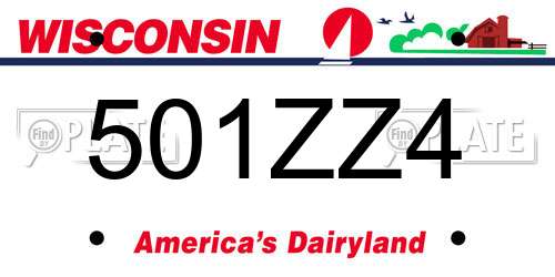 501ZZ4 Wisconsin License Plate