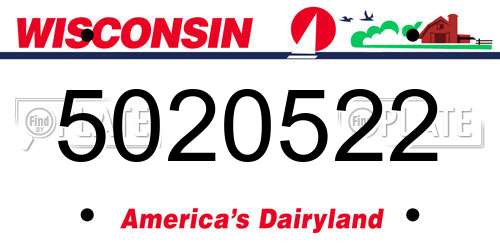5020522 Wisconsin License Plate