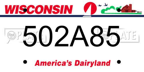 502A85 Wisconsin License Plate