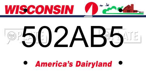 502AB5 Wisconsin License Plate