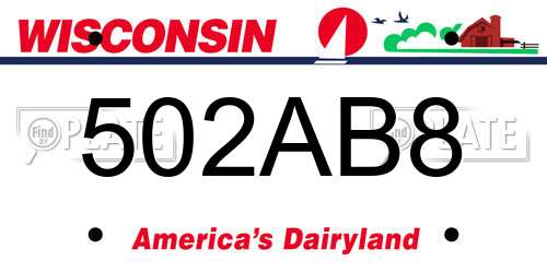 502AB8 Wisconsin License Plate