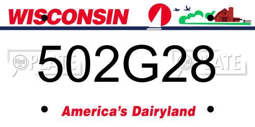 502G28 Wisconsin License Plate