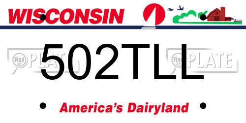 502TLL Wisconsin License Plate