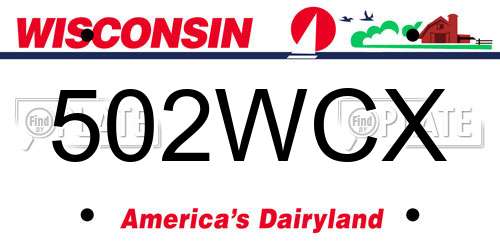 502WCX Wisconsin License Plate