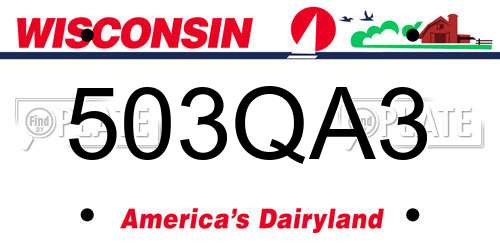 503QA3 Wisconsin License Plate