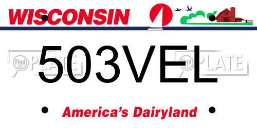 503VEL Wisconsin License Plate