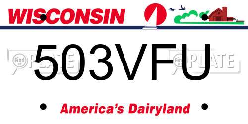 503VFU Wisconsin License Plate
