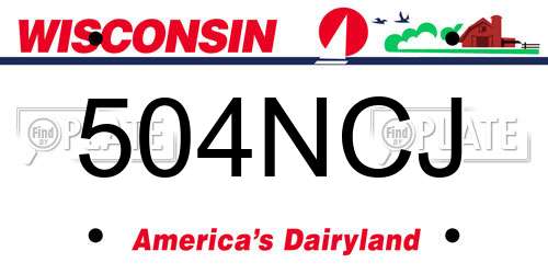 504NCJ Wisconsin License Plate
