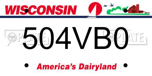504VB0 Wisconsin License Plate