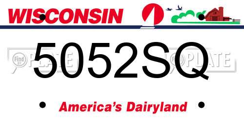 5052SQ Wisconsin License Plate