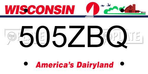 505ZBQ Wisconsin License Plate