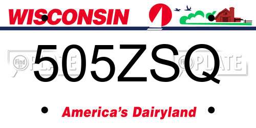 505ZSQ Wisconsin License Plate