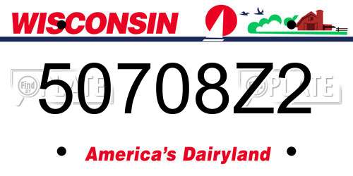 50708Z2 Wisconsin License Plate