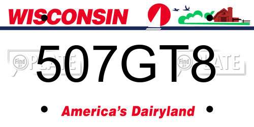507GT8 Wisconsin License Plate
