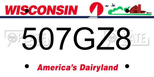 507GZ8 Wisconsin License Plate