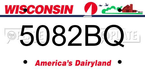 5082BQ Wisconsin License Plate