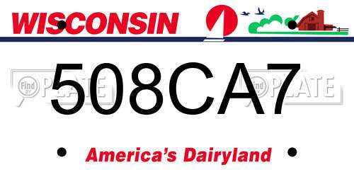 508CA7 Wisconsin License Plate