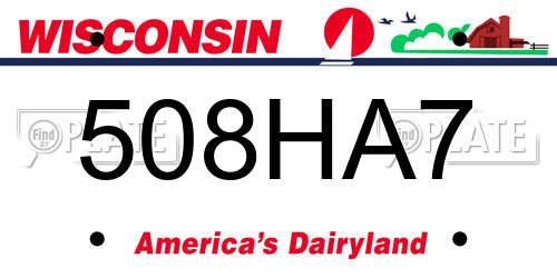 508HA7 Wisconsin License Plate