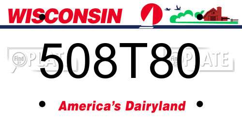 508T80 Wisconsin License Plate