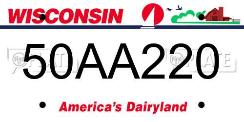 50AA220 Wisconsin License Plate